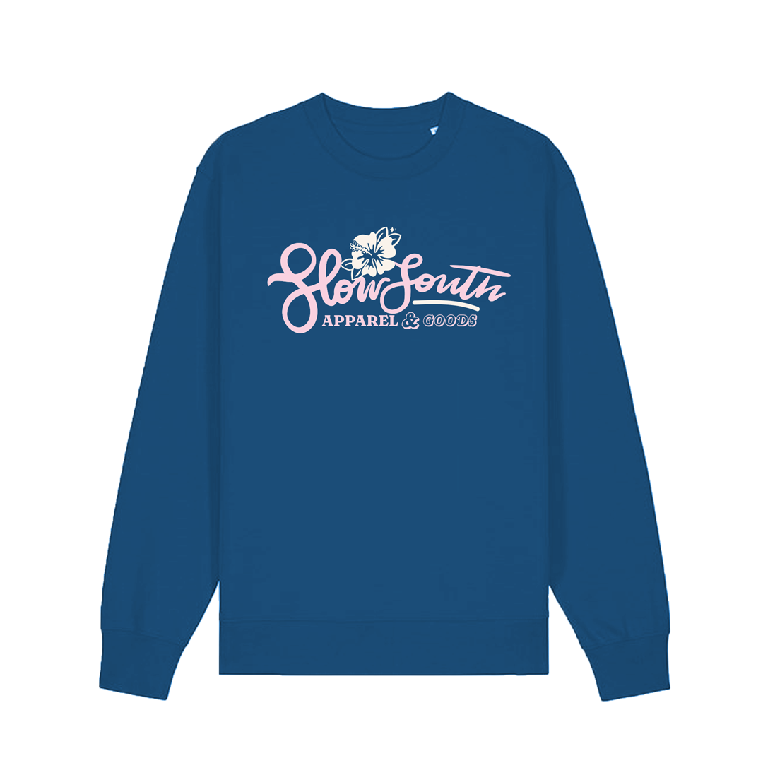 EXCLUSIVE - Hibiscus Embroidered Sweatshirt - Royal Blue